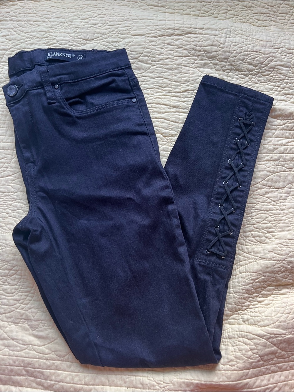 BlankNYC Lace up Hem Denim